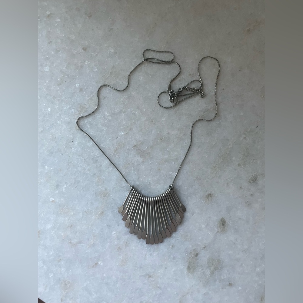 Urban outfitters silver metal fringe pendant necklace